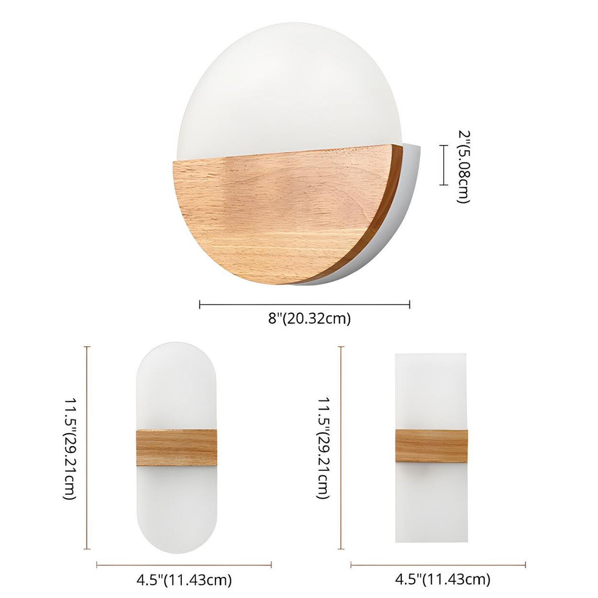 Bedroom Modern Wood and Acrylic Round Wall Sconce Image - 9