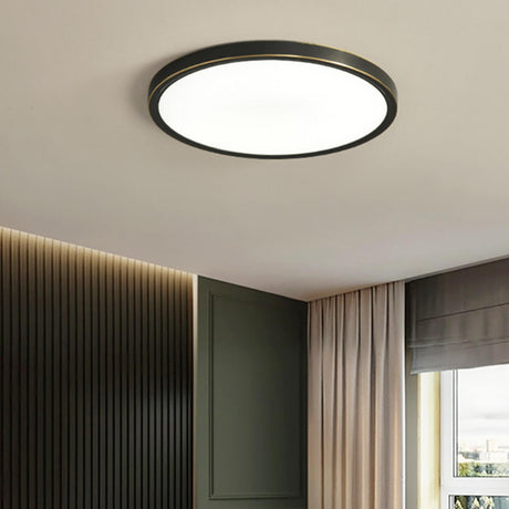 Bedroom Modish Black Round Flush Mount Ceiling Light Image - 2