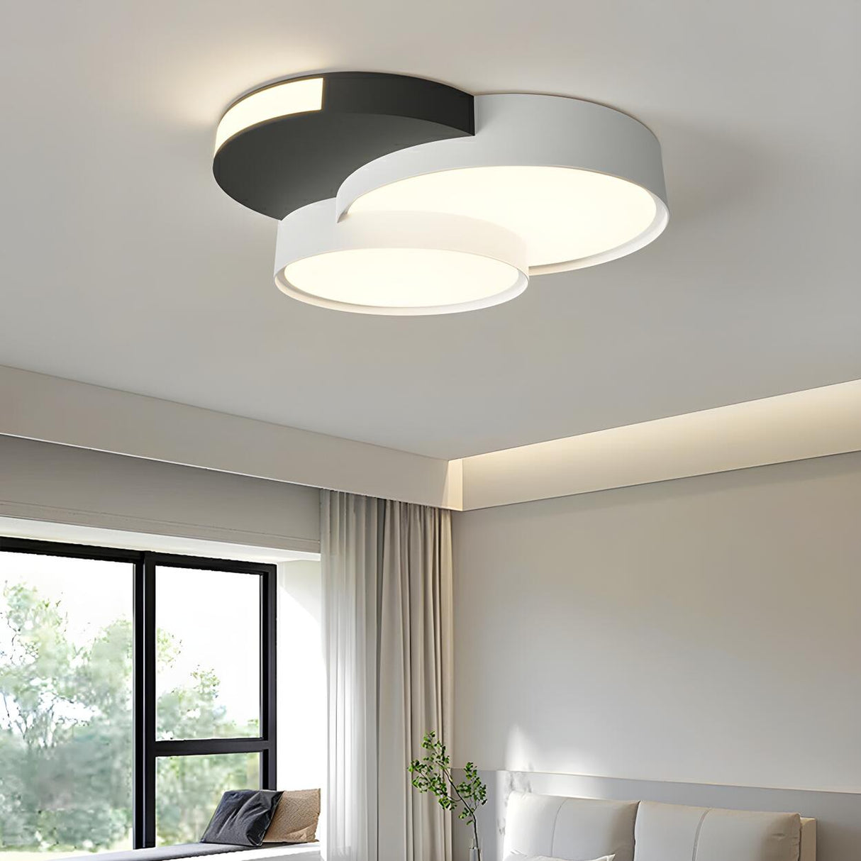 Bedroom Modish Triple Round LED Flush Mount Light Image - 1