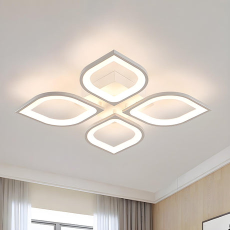 Bedroom Modish White Leaf LED Flush Mount Light 4-Light Image - 2