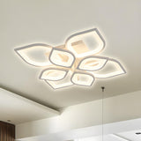 Bedroom Modish White Leaf LED Flush Mount Light 4-Light Image - 9