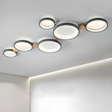 Bedroom Modular Grey Circle Flush Mount Light 6-Light Image - 1