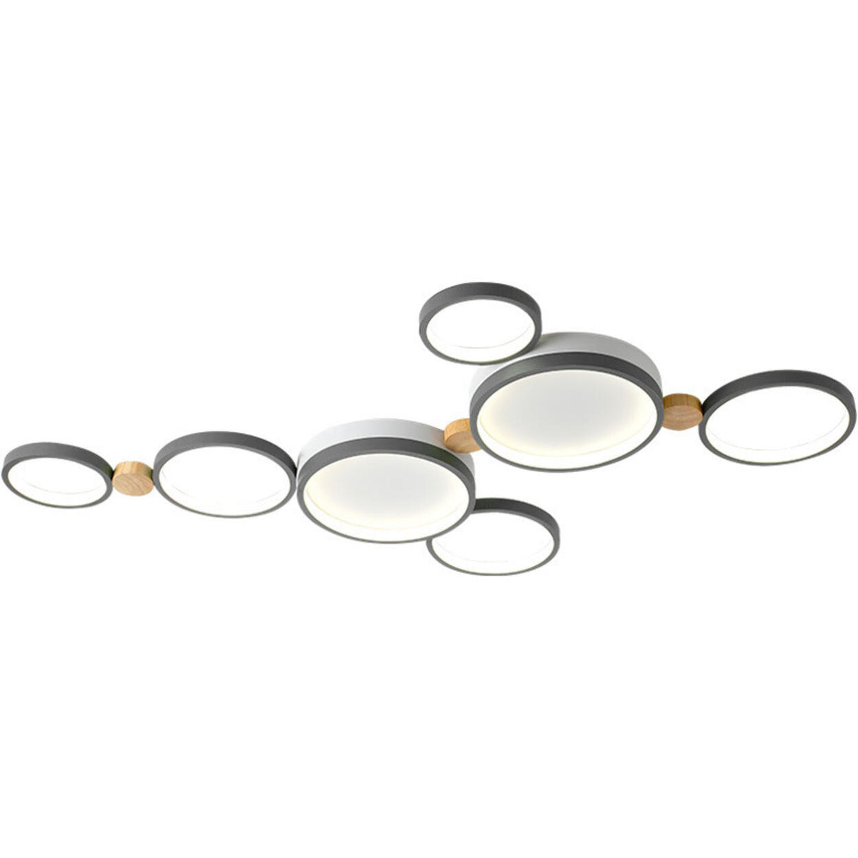 Bedroom Modular Grey Circle Flush Mount Light 6-Light Image - 5