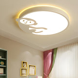 Bedroom Monkey Round LED Small Flush Mount Ceiling Lamp Image - 1