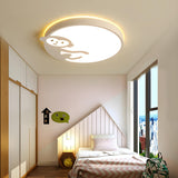 Bedroom Monkey Round LED Small Flush Mount Ceiling Lamp Image - 2