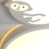 Bedroom Monkey Round LED Small Flush Mount Ceiling Lamp Image - 5