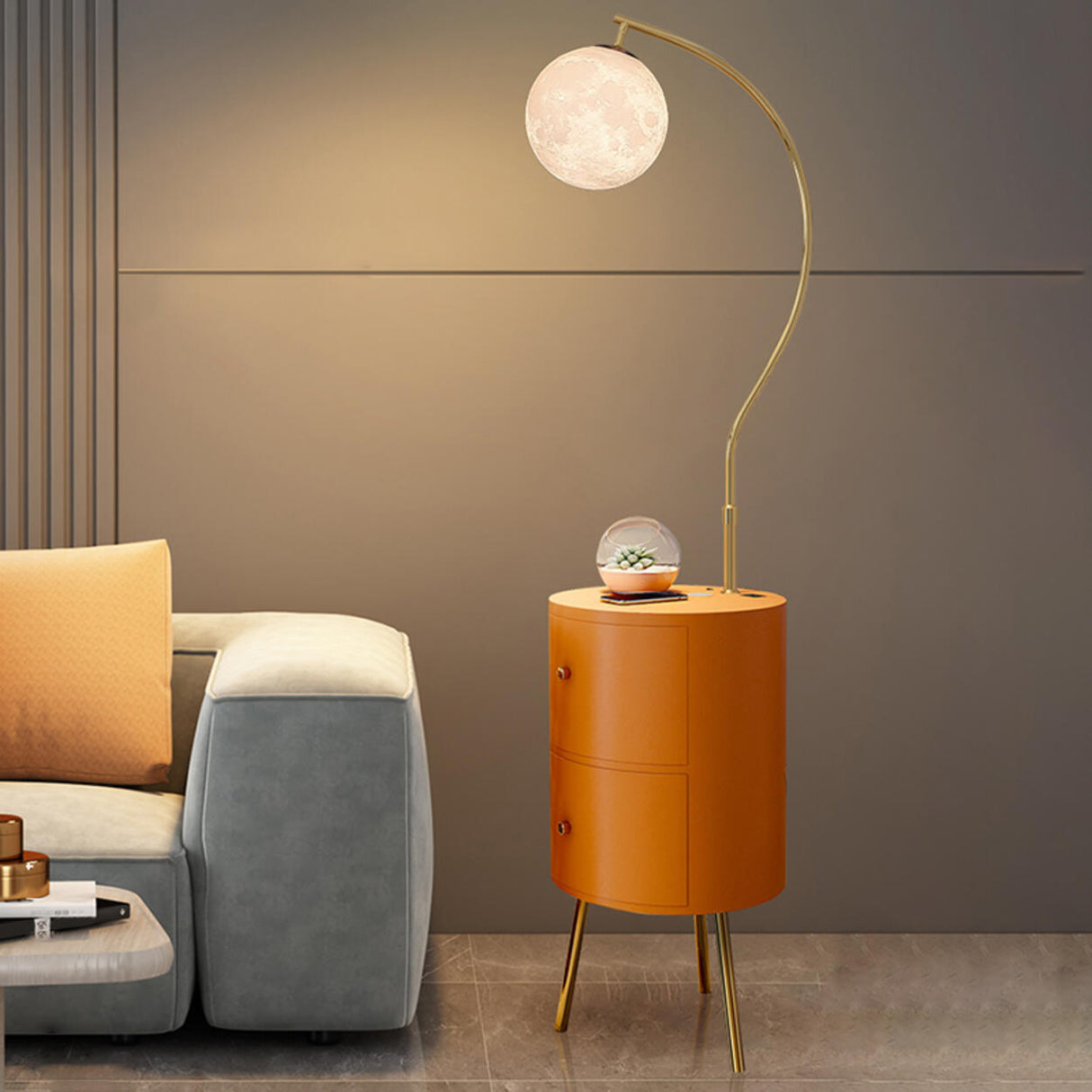 Bedroom Moon Adjustable Floor Lamp with Storage Shelf Image - 10