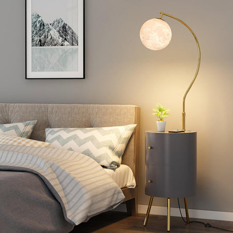 Bedroom Moon Adjustable Floor Lamp with Storage Shelf Image - 2