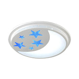 Bedroom Moon Stars Round LED Flush Mount Ceiling Light Image - 3