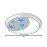 Bedroom Moon Stars Round LED Flush Mount Ceiling Light Image - 4