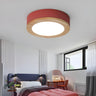 Bedroom Multi-Colored Wood Drum LED Flush Mount Light Image - 12