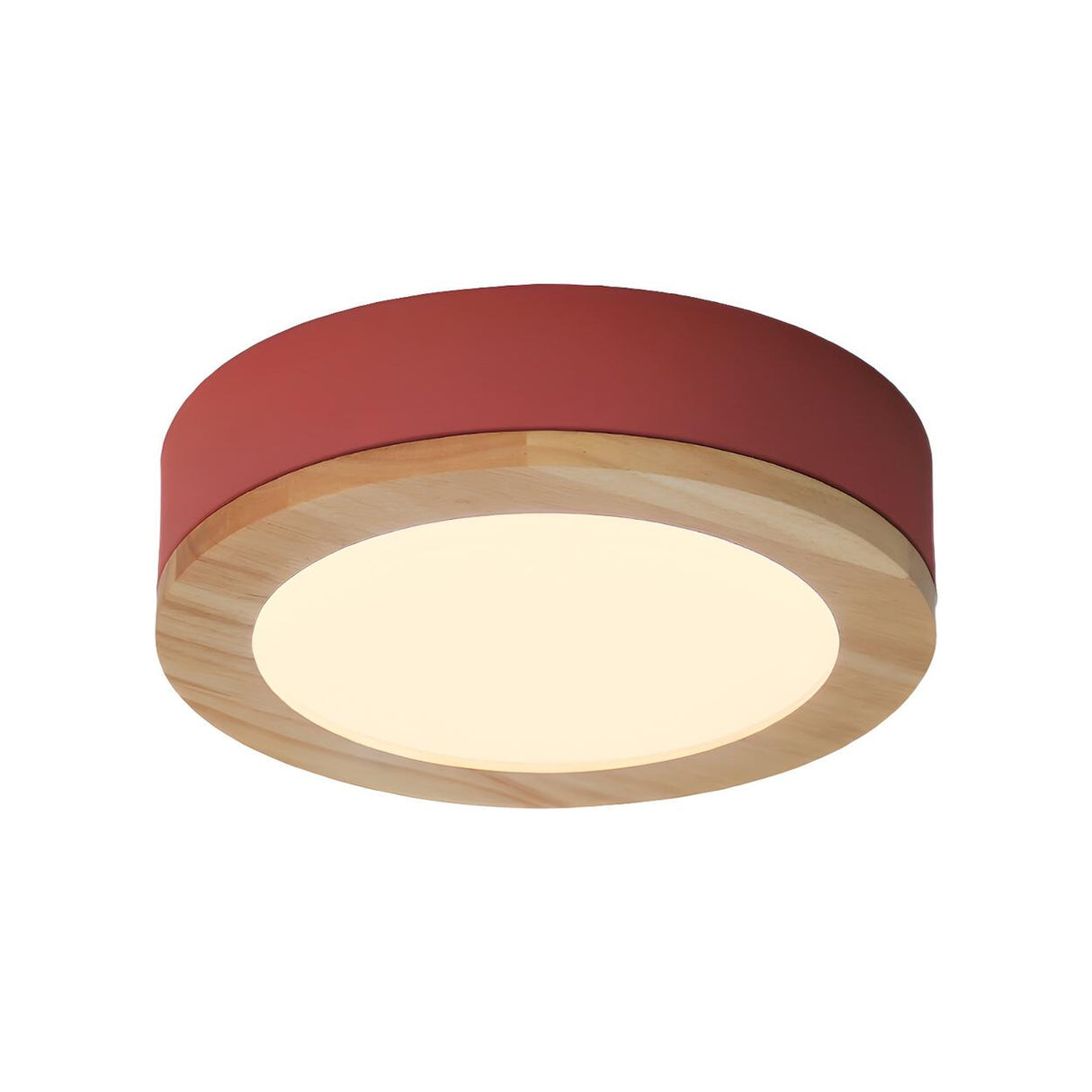 Bedroom Multi-Colored Wood Drum LED Flush Mount Light Image - 14