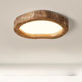 Bedroom Natural Brown Irregular Round Flush Mount Light Image - 1