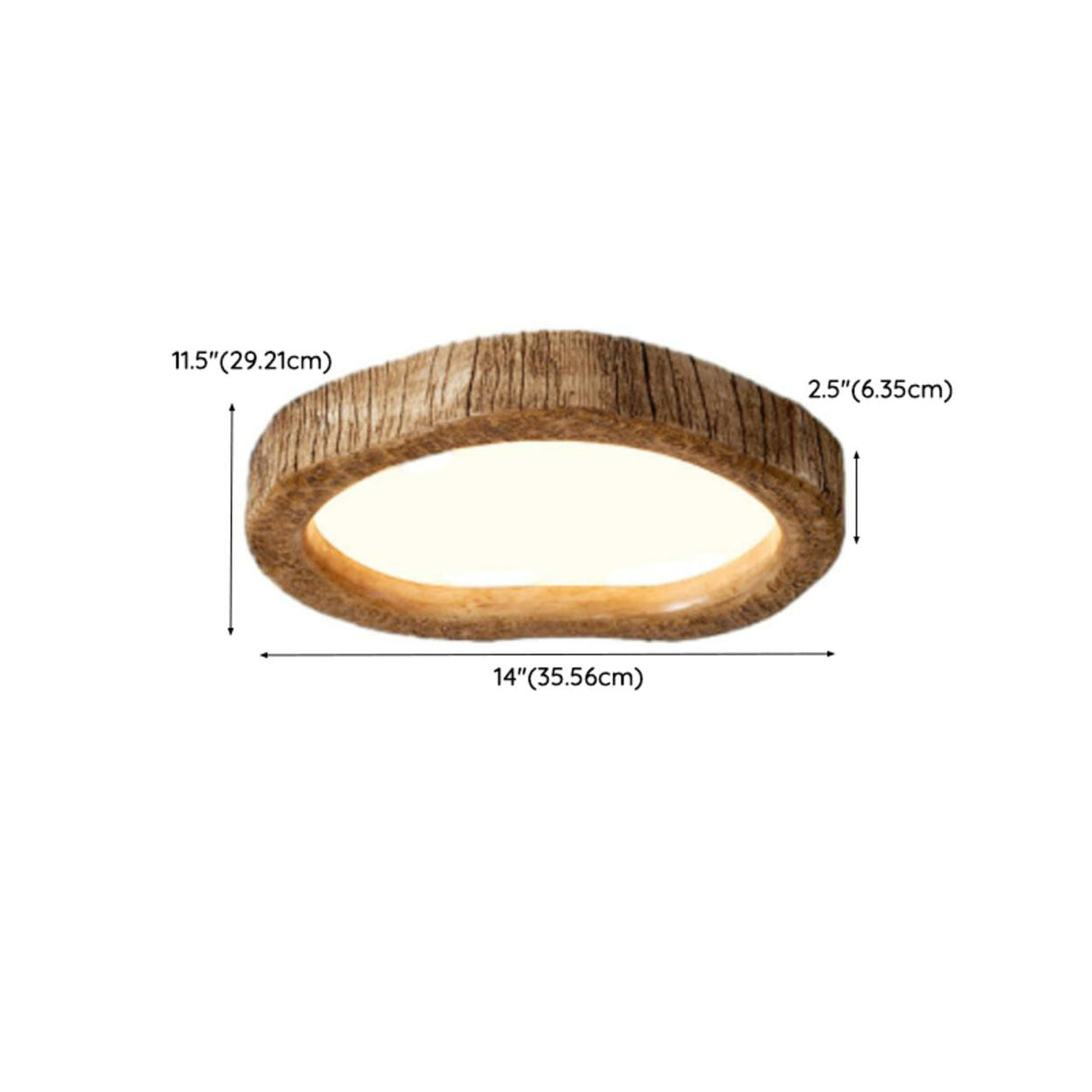 Bedroom Natural Brown Irregular Round Flush Mount Light 