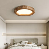 Bedroom Natural Brown Irregular Round Flush Mount Light Image - 6