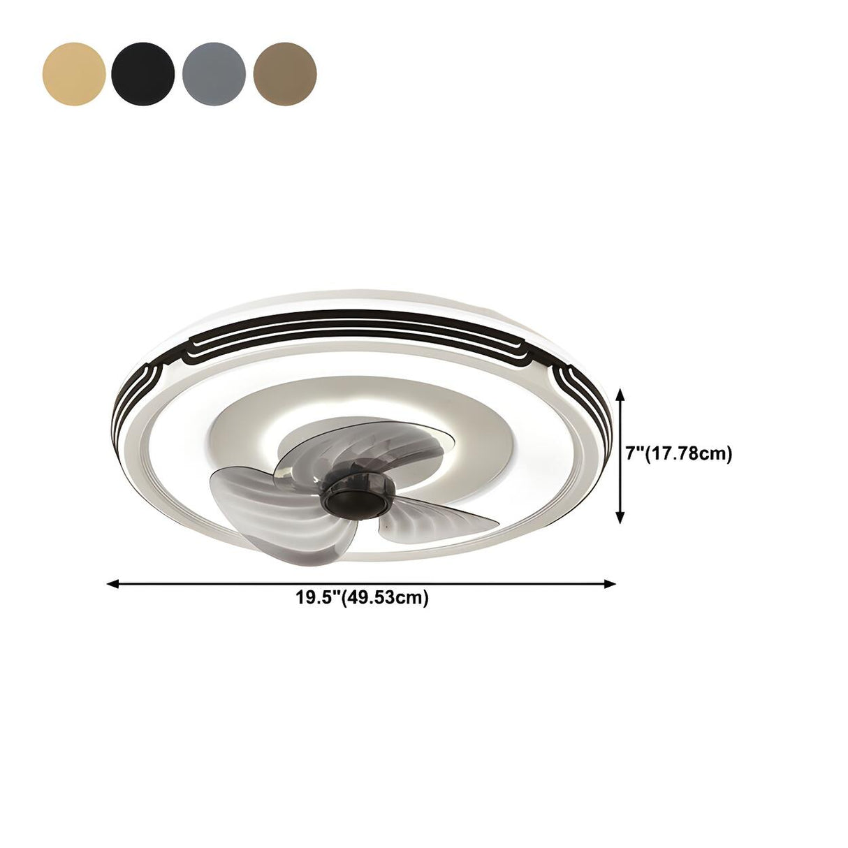 Bedroom Nordic Circle LED Simple Ceiling Fan with Light 