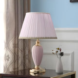 Bedroom Nordic Simple Fabric Ceramic Decor Table Lamp Image - 10