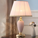 Bedroom Nordic Simple Fabric Ceramic Decor Table Lamp Image - 2