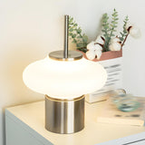 Bedroom Nordic Simple White Glass Shade LED Table Lamp Image - 3