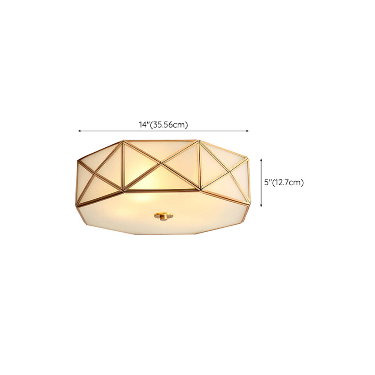 Bedroom Octagon Drum Gold Glass Flush Mount Light 