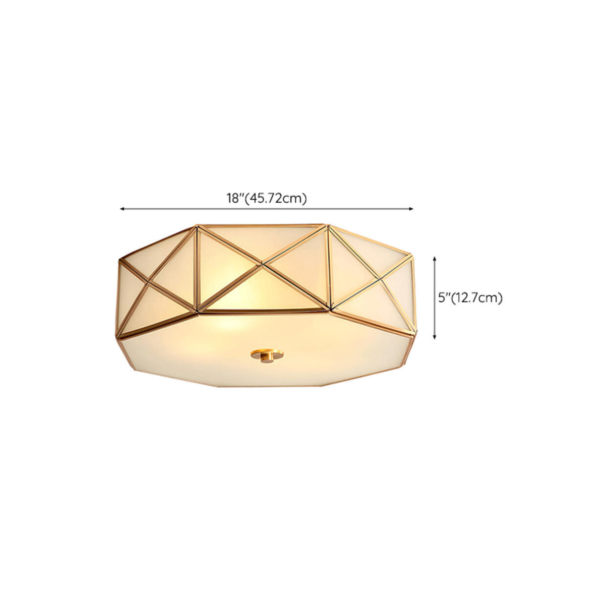 Bedroom Octagon Drum Gold Glass Flush Mount Light Image - 23