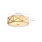 Bedroom Octagon Drum Gold Glass Flush Mount Light Image - 24