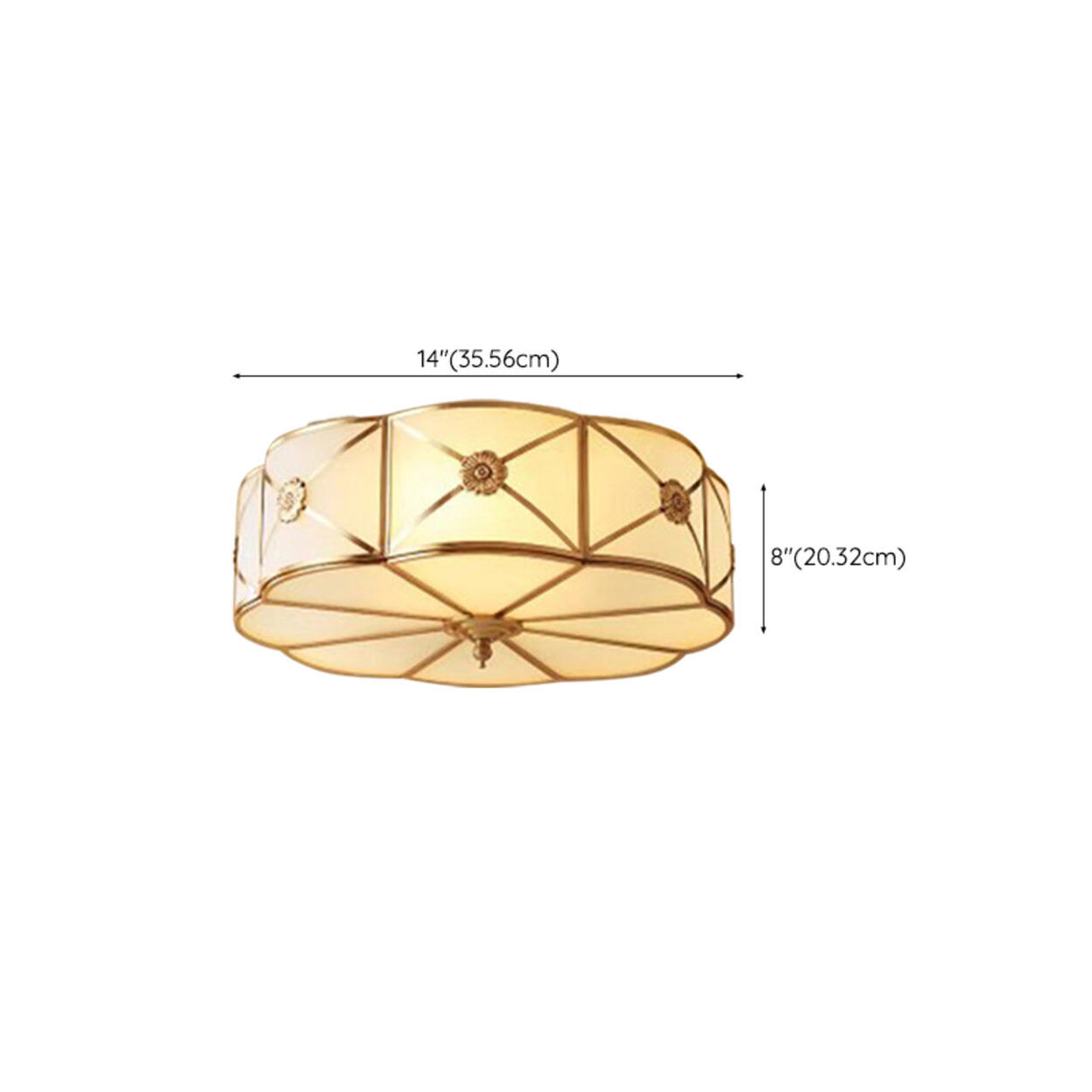 Bedroom Octagon Drum Gold Glass Flush Mount Light Image - 25