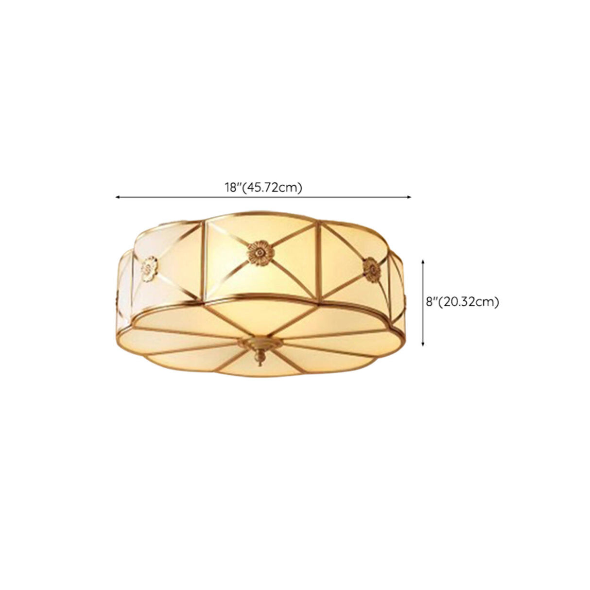 Bedroom Octagon Drum Gold Glass Flush Mount Light Image - 26