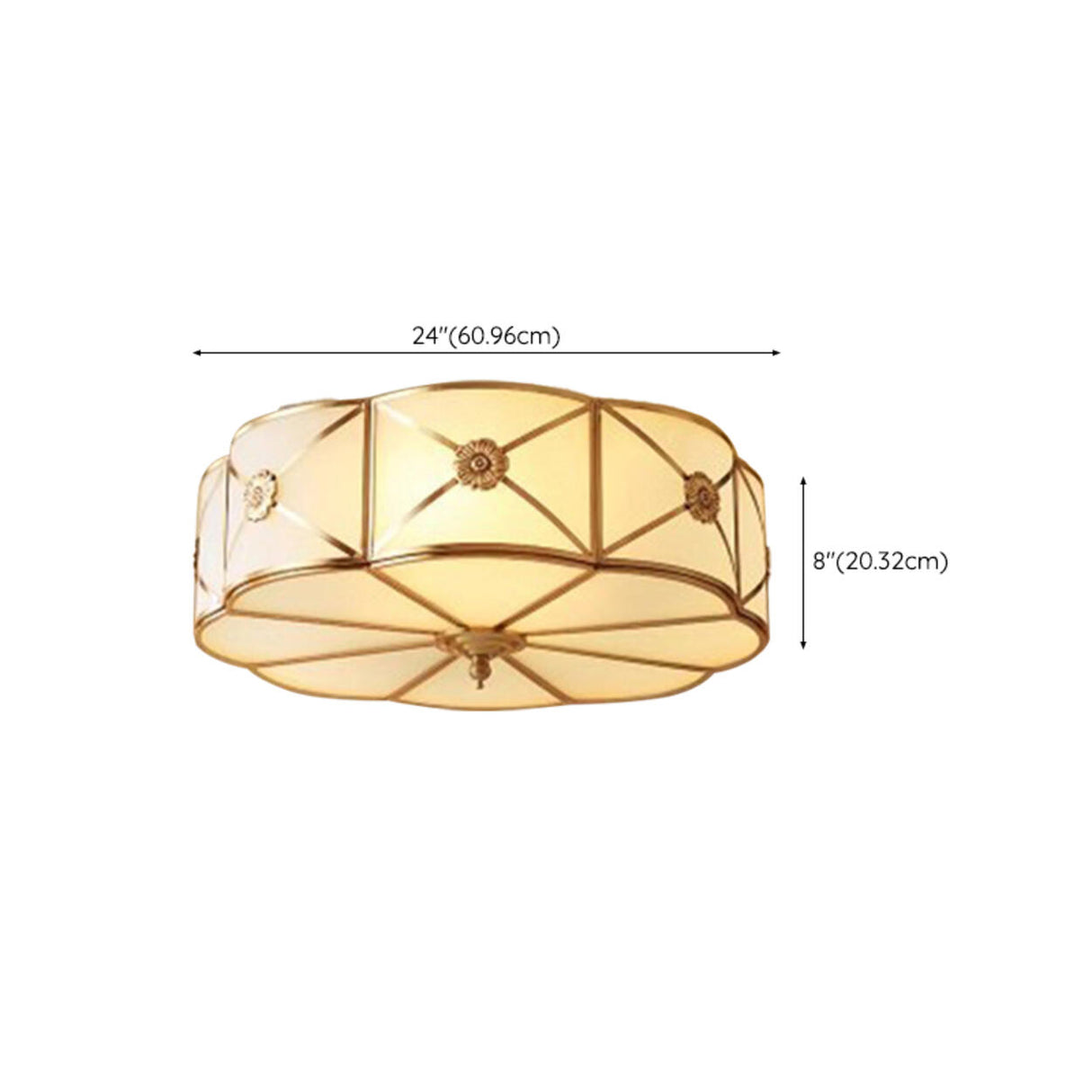 Bedroom Octagon Drum Gold Glass Flush Mount Light Image - 27