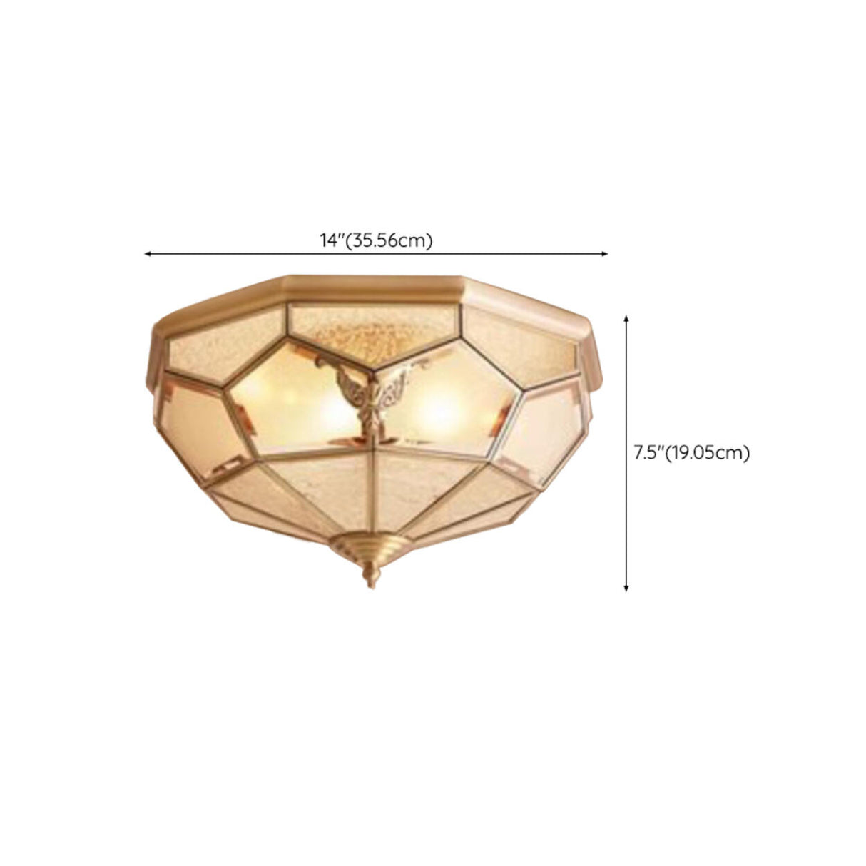 Bedroom Octagon Drum Gold Glass Flush Mount Light Image - 28