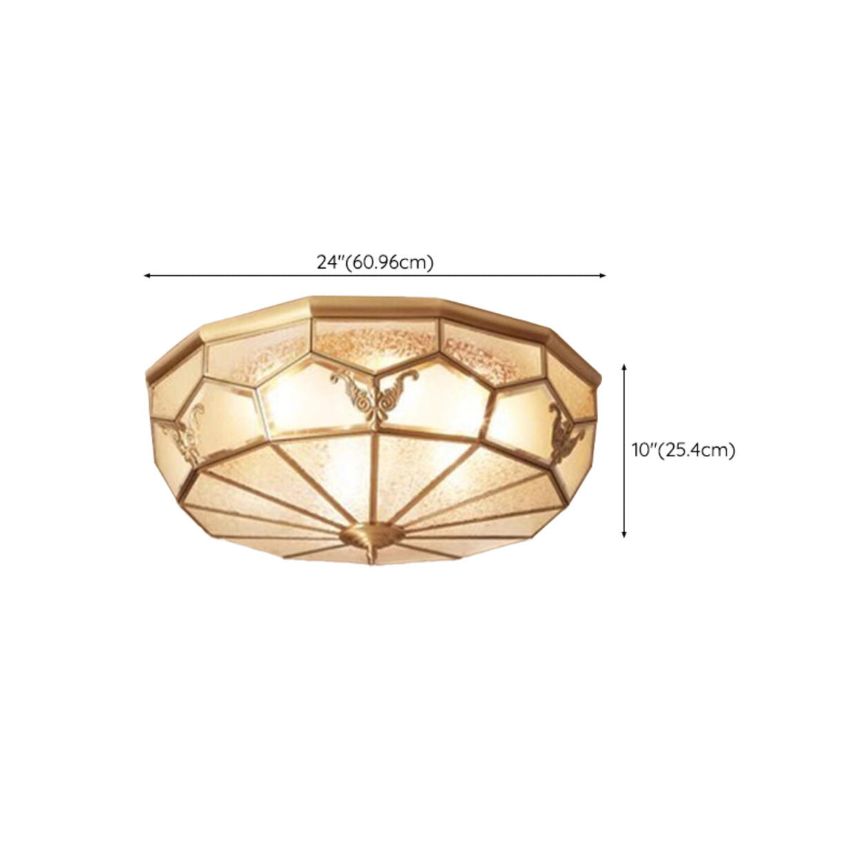 Bedroom Octagon Drum Gold Glass Flush Mount Light Image - 30