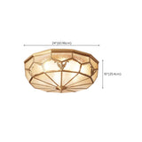 Bedroom Octagon Drum Gold Glass Flush Mount Light Image - 30