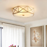 Bedroom Octagonal Drum Gold Flush Mount Ceiling Light Image - 1