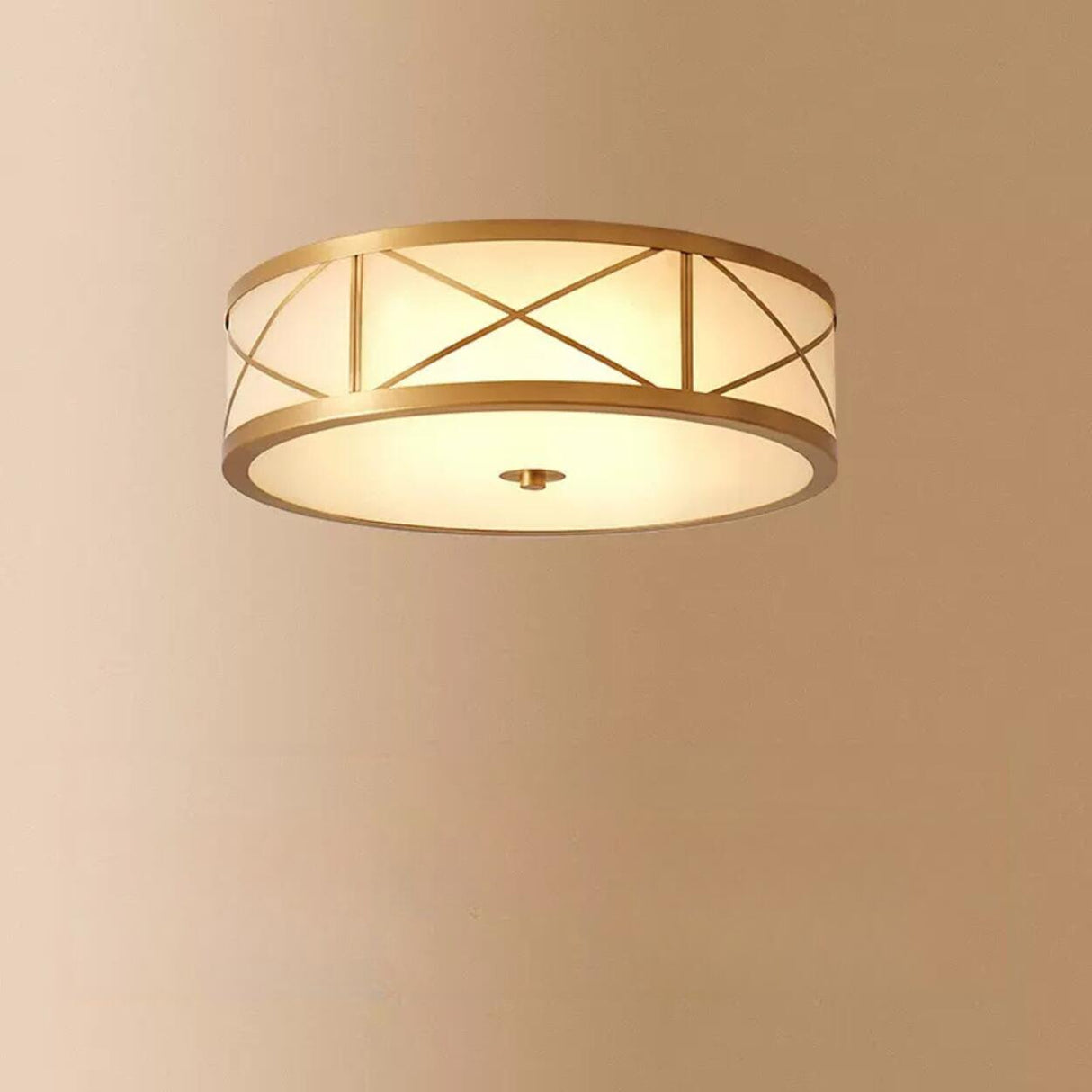 Bedroom Octagonal Drum Gold Flush Mount Ceiling Light Image - 10