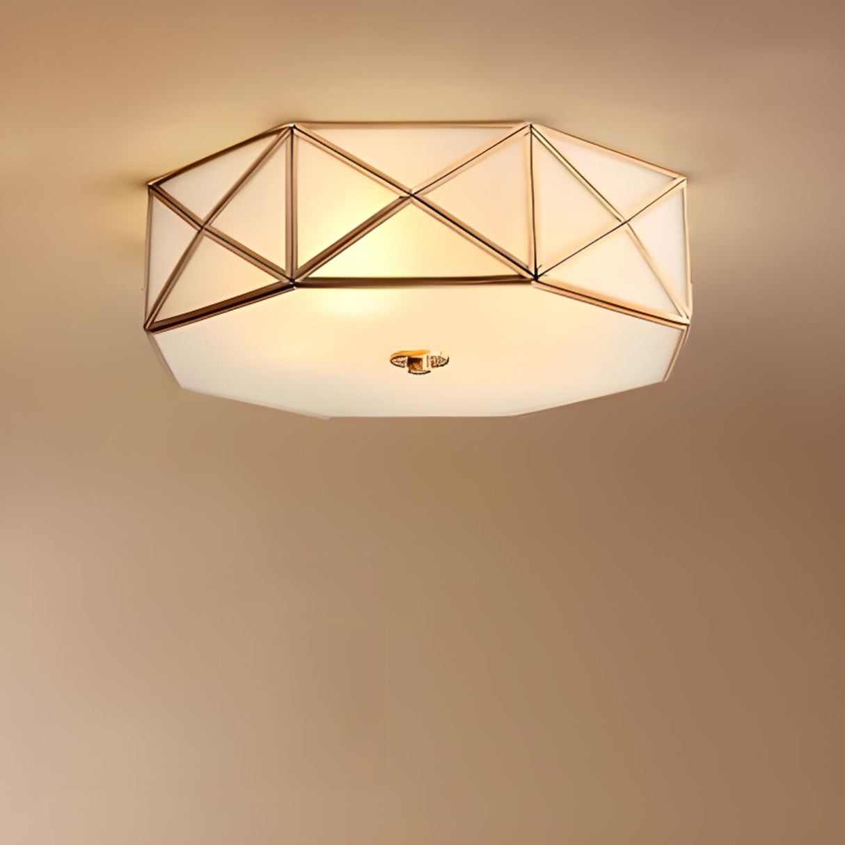 Bedroom Octagonal Drum Gold Flush Mount Ceiling Light Image - 11