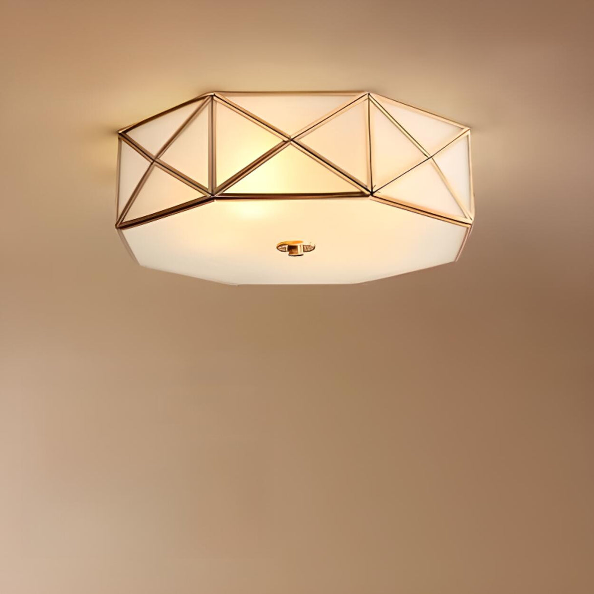 Bedroom Octagonal Drum Gold Flush Mount Ceiling Light Image - 12