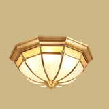 Bedroom Octagonal Drum Gold Flush Mount Ceiling Light Image - 13