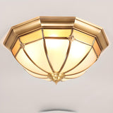 Bedroom Octagonal Drum Gold Flush Mount Ceiling Light Image - 14