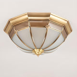 Bedroom Octagonal Drum Gold Flush Mount Ceiling Light Image - 15