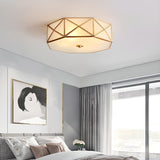 Bedroom Octagonal Drum Gold Flush Mount Ceiling Light Image - 2