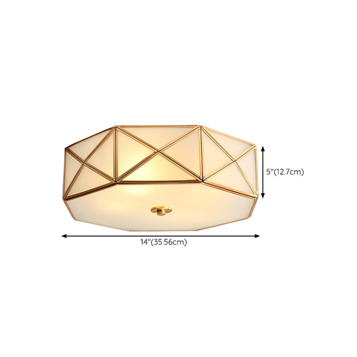 Bedroom Octagonal Drum Gold Flush Mount Ceiling Light Image - 24