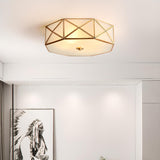 Bedroom Octagonal Drum Gold Flush Mount Ceiling Light Image - 3