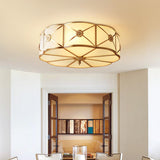 Bedroom Octagonal Drum Gold Flush Mount Ceiling Light Image - 4