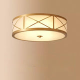 Bedroom Octagonal Drum Gold Flush Mount Ceiling Light Image - 7