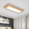 Bedroom Oriental Wooden Rectangle LED Flush Mount Light Image - 1