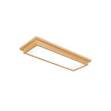 Bedroom Oriental Wooden Rectangle LED Flush Mount Light Image - 3