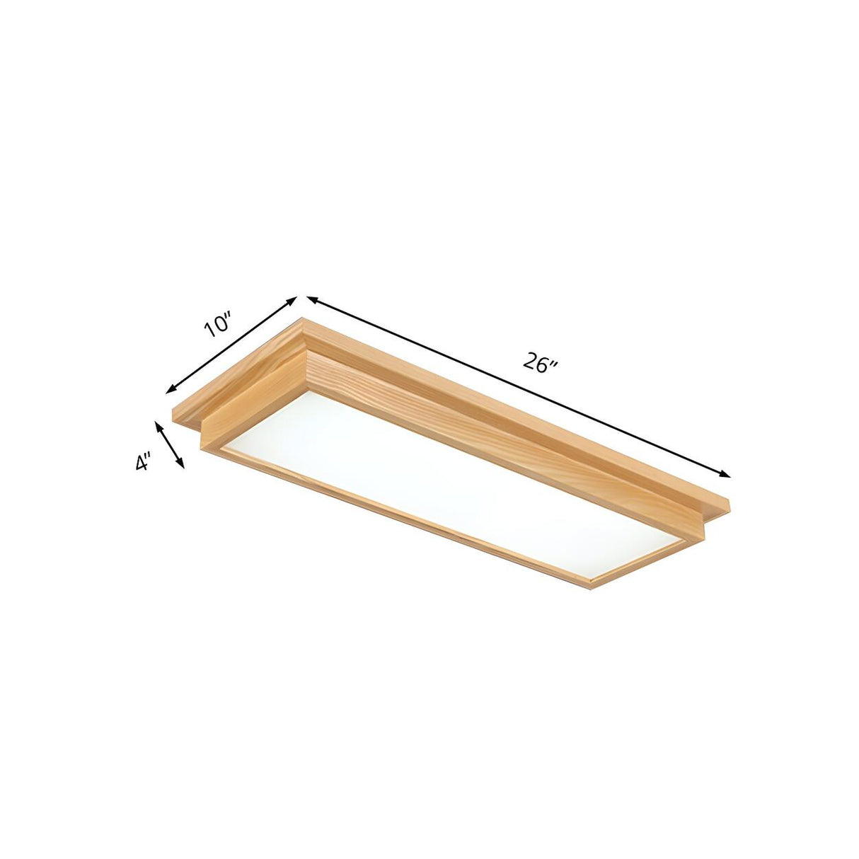 Bedroom Oriental Wooden Rectangle LED Flush Mount Light 