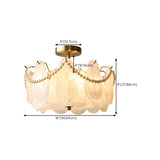 Bedroom Pearl Glass Pieces Gold Semi-Flush Mount Light #size