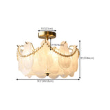 Bedroom Pearl Glass Pieces Gold Semi-Flush Mount Light Image - 11