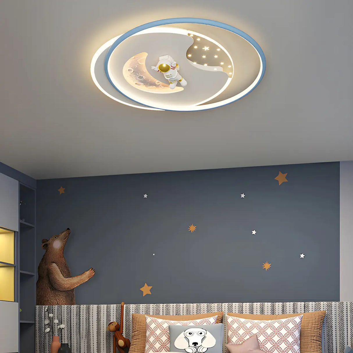 Bedroom Pink Circle Ring LED Flush Mount Ceiling Light Image - 3